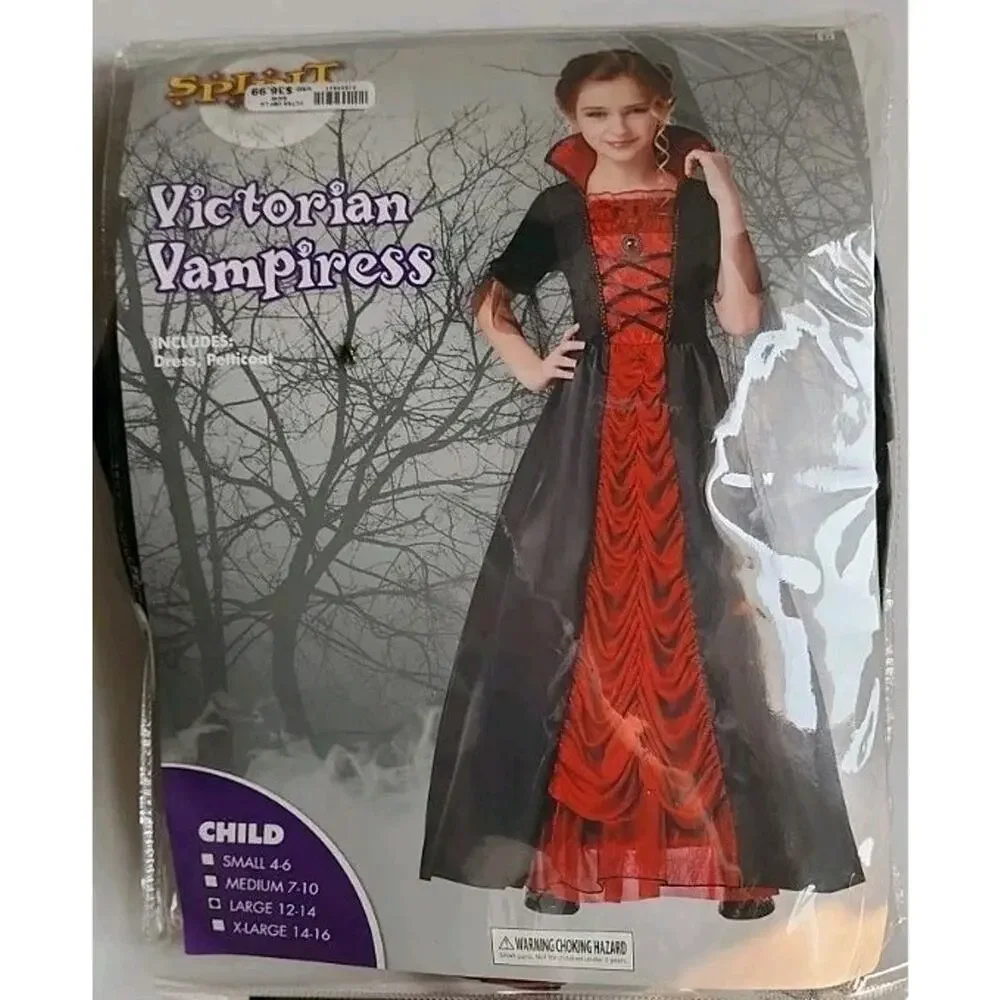 Spirit Halloween Costume Dress Victorian Vampiress Queen Girl's Large 12/14